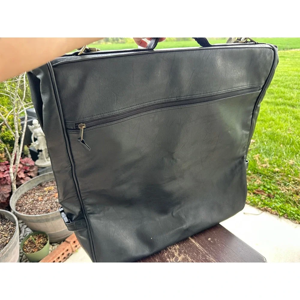 Carolina Panthers Highland Leather Travel Garment Fold-Over Suit Noir Black Bag